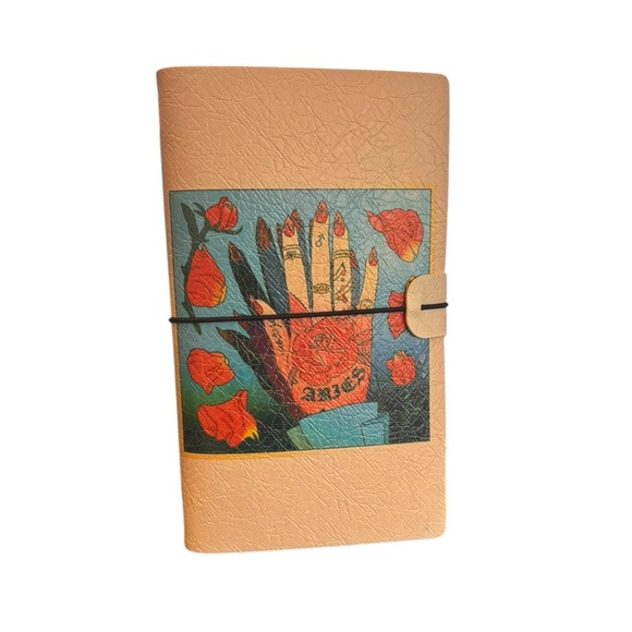 Travelers Notebook Journal Refillable Faux Leather A3 Zodiac Aries Peach - Picture 1 of 7